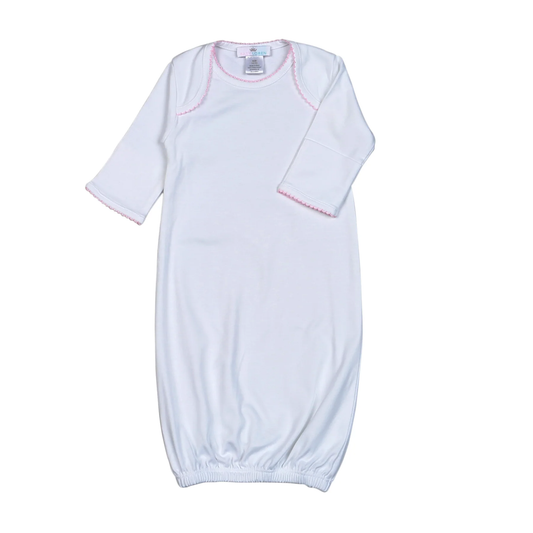 White Gown Pink Picot Trim