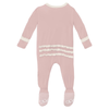 Muffin Ruffle Footie W/2-Way Zipper - Baby Rose with Natural