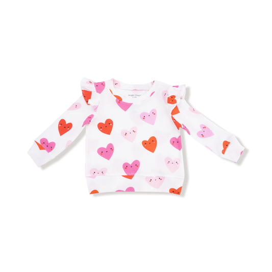 Happy Hearts - Ruffle Sleeve Waffle Top