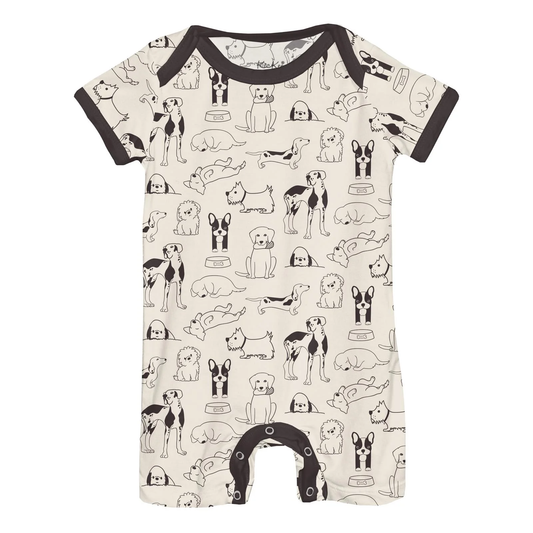 Printed Short Sleeve Beau Romper - Natural Dogs