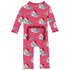 Muffin Ruffle Coverall W/2-Way Zipper - Winter Rose Holiday Sharks