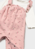 Newborn Girl Printed Dungaree and Sweater Set - Off White pink