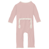 Muffin Ruffle Coverall W/2-Way Zipper - Baby Rose with Natural