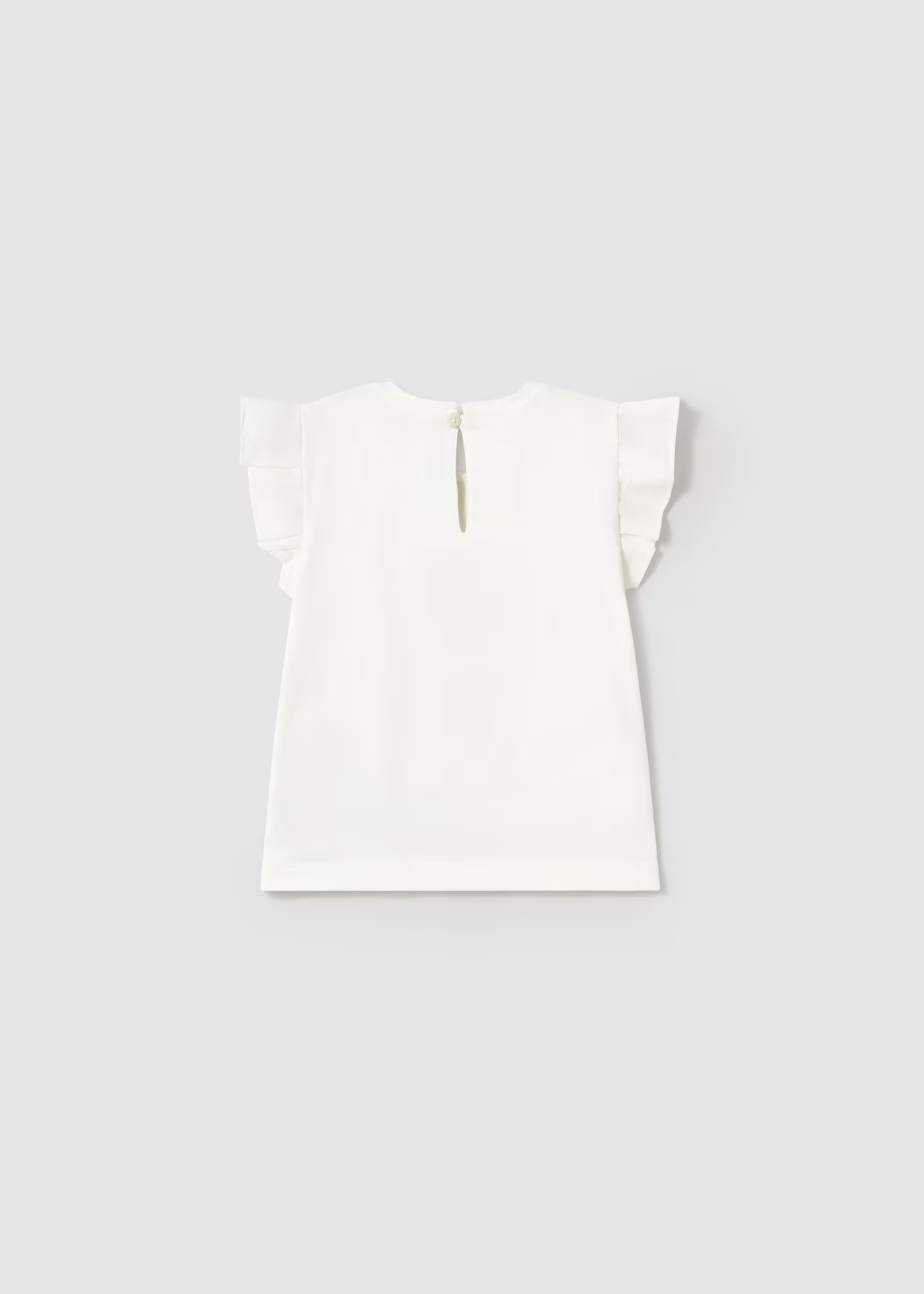 Baby Ruffled T-Shirt-Ecru-Pink