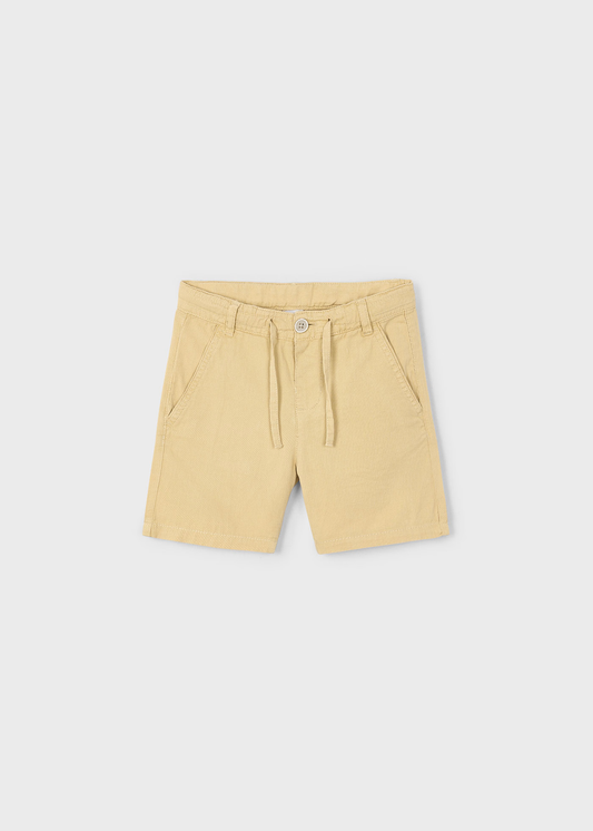 Boy Drawstring Linen Shorts - Biscuit