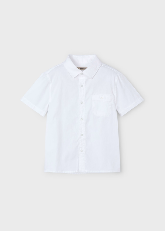 Boy Dress Shirt with Pocket - White
