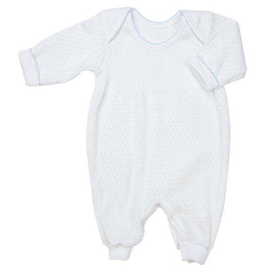 Paty Knit Overlap Shoulder Romper - Blue