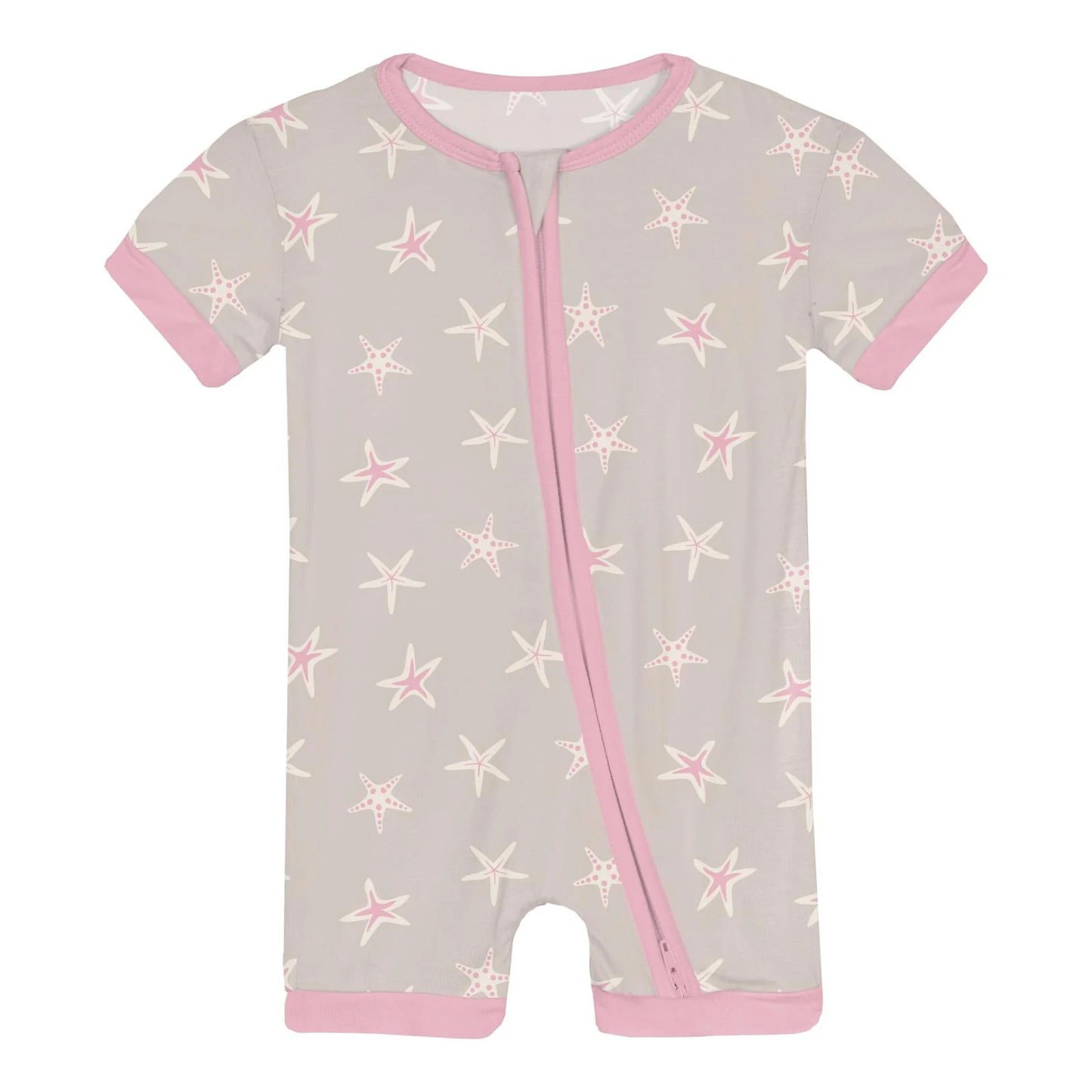 Print Shorty Sleeper with Zipper in Latte Starfish