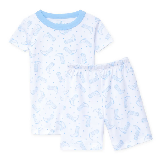 Darling Cowboy Boots Short Pajamas - Light Blue