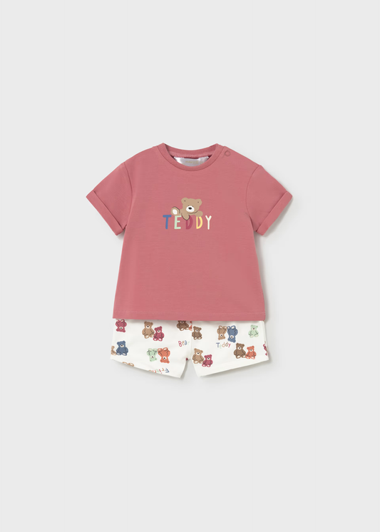 Boy Printed Shorts and T-shirt Set - Terracotta