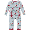 Print Coverall W/2-Way Zipper - Blue Holiday Sharks