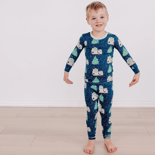 Print Long Sleeve Pajama Set - Peacock Yeti