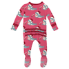 Muffin Ruffle Footie W/2-Way Zipper - Winter Rose Holiday Sharks