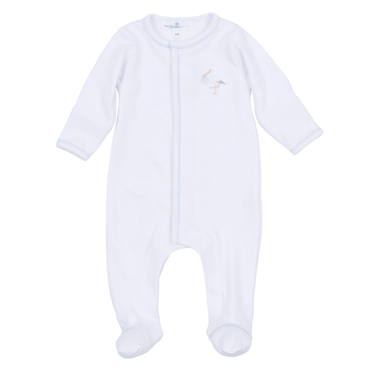 Vintage Stork Footie - Light Blue