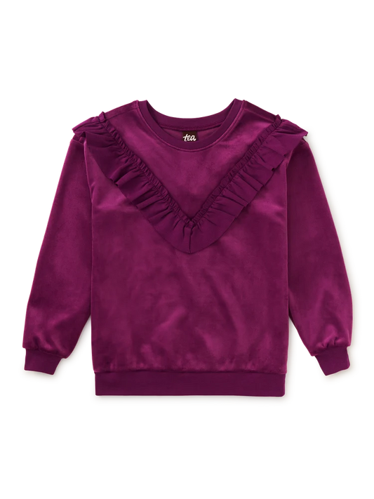 Velour Ruffle Tunic Top - Berry