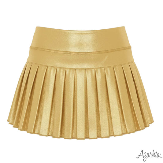 Mini Pleated Skort in Gold Shimmer