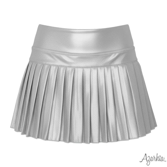 Mini Pleated Skort in Silver Shimmer