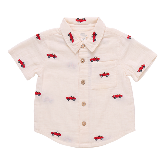 Boys Jack Shirt - Vintage Car Embroidery