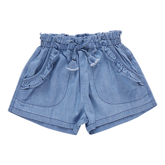 Girls Theodore Short - Medium Wash Chambray