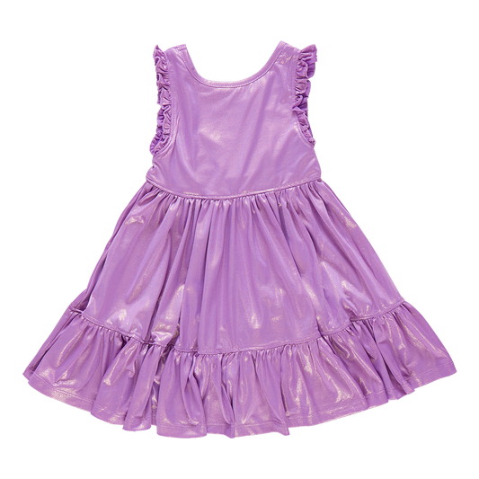 Girls Lame Kelsey Dress - Purple