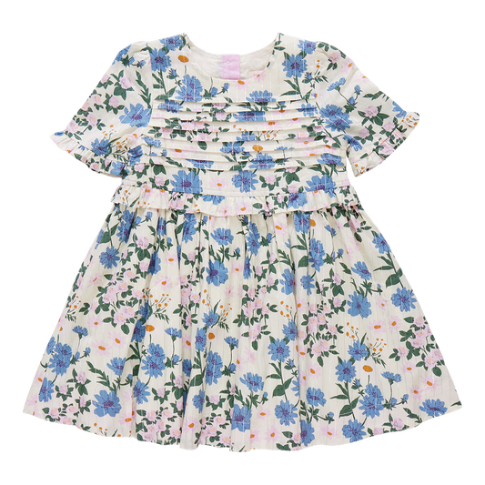 Girls Raquel Dress - Melon Daisy Floral