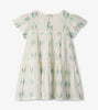 Blue Feather Ikat Woven Cake Puff Dress