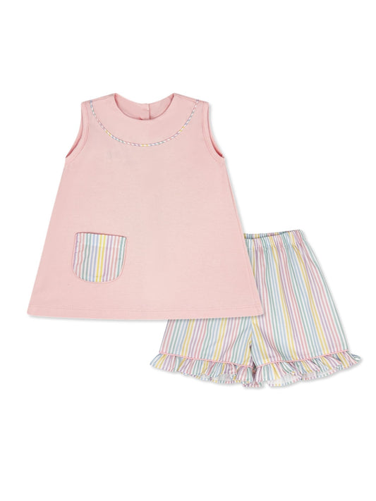 Posie Short Set - Pensacola Pink, Petunia Pinstripe