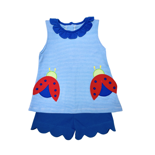 Ladybug Reagan Kendall Short Set - Periwinkle Bitty Knit