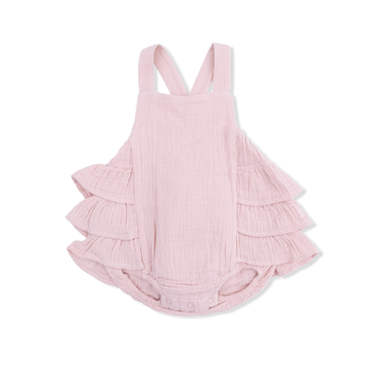 Solid Muslin Lotus- Ruffle Sunsuit