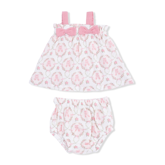 Cameo Ballet Shoes - Top with Bows and Ruffle Leg Bloomer