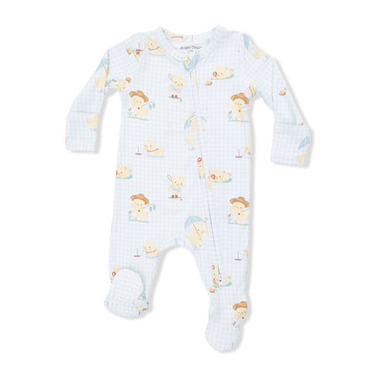 Vintage Spring Ducklings Green - 2 Way Zipper Footie