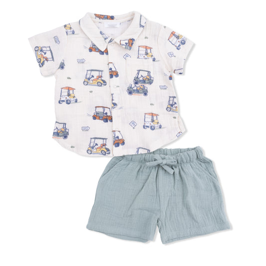 Zooming Golf Carts - Polo Button Up with Casual Shot