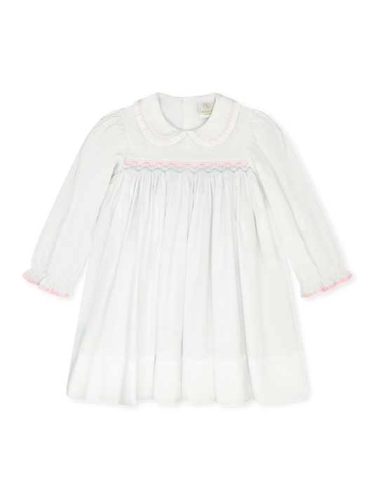 Michelle Dress - Willow White Pique, Pink and Blue