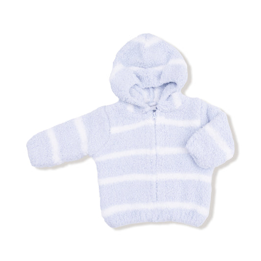 Chenille Hoodie - Blue and Ivory Stripe