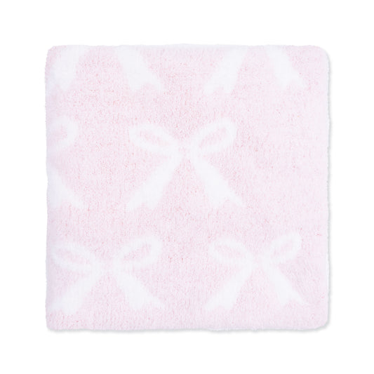 Chenille - Baby Pink Bow Blanket