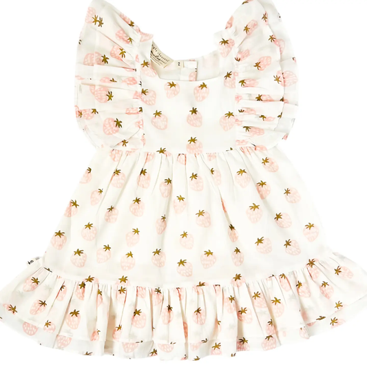 Frill Sleeve Dress - Strawberry