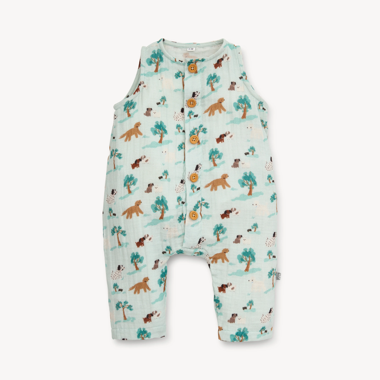 central bark cotton gauze magnetic sleeveless romper