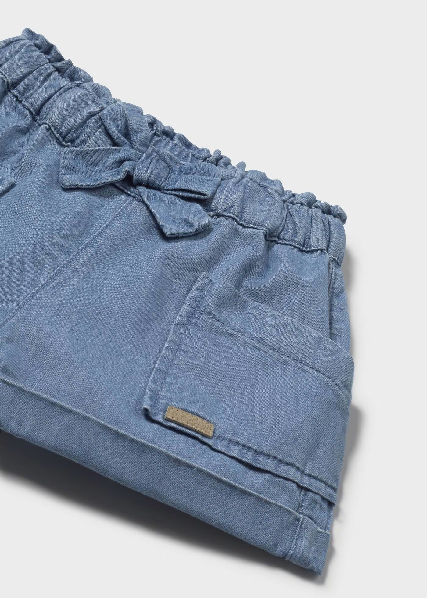 Baby Shorts with Bow - Light Denim
