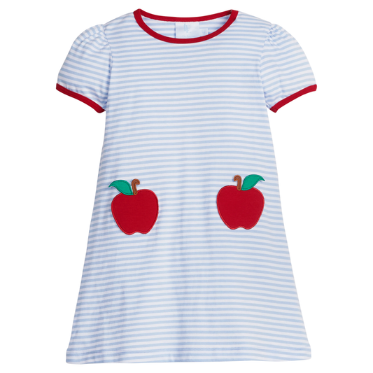 Applique Pocket Dress - Apple