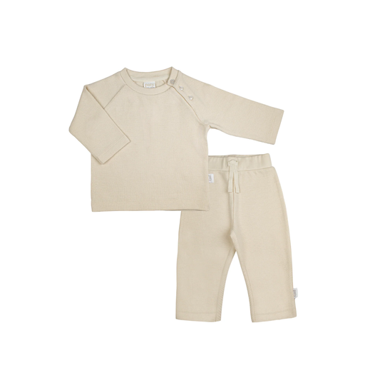 Boys Waffle Knit Lounge Set - Oatmeal