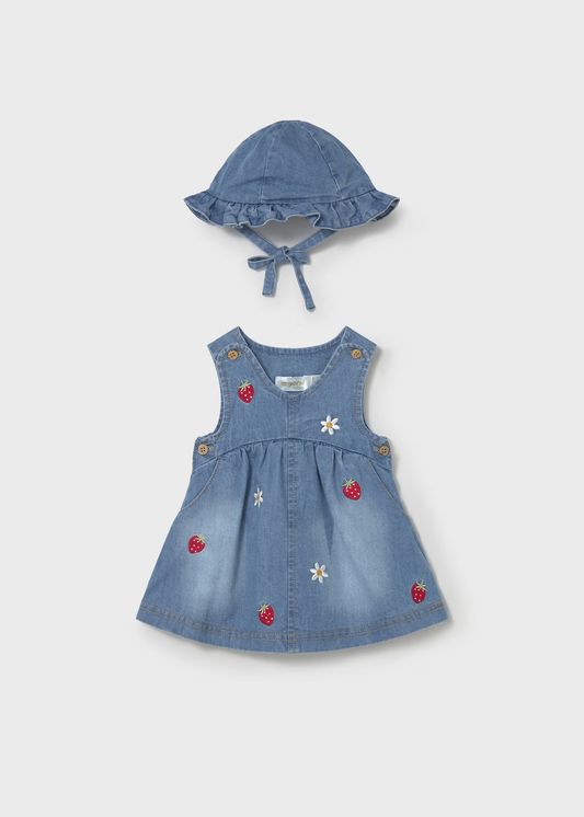 Girl Dress with Hat Set - Denim