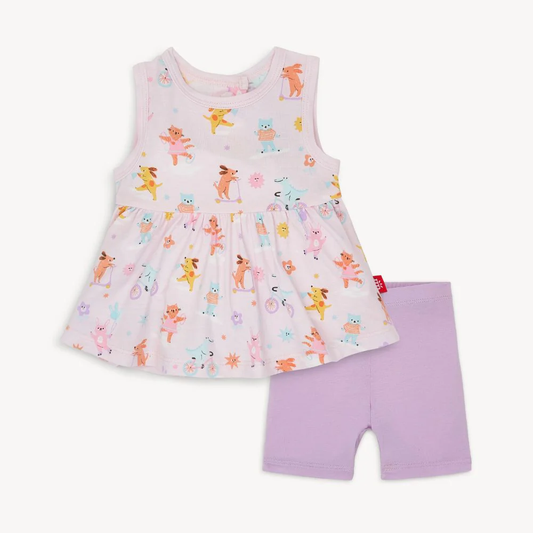 Playground Pals Modal Magnetic Roll Around Sleeveless Top + Bike Short Set
