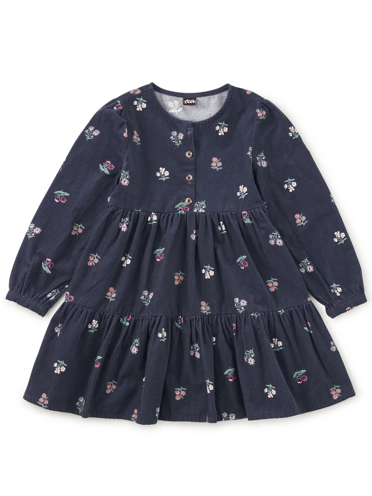 Corduroy Henley Shirtdress - Midnight Posy