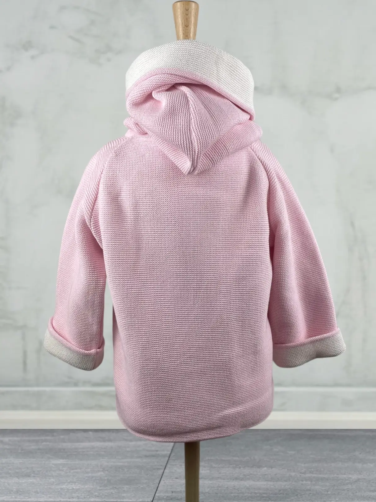 Cotton Seed Stitch Double-Breasted Jacket - Pink/Cream