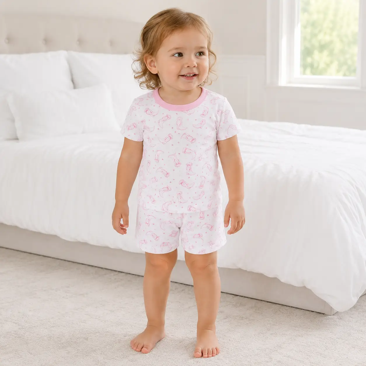 Darling Cowboy Boots Short Pajamas - Pink