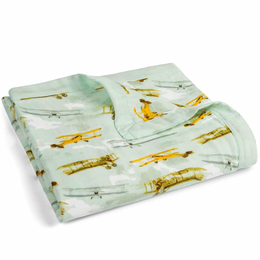 Vintage Planes Big Lovey Three-Layer Muslin Blanket