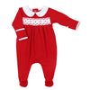 Clara and Caden Red Smocked Footie