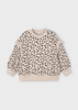 Girl Sweatshirt with Ruffled Sleeves - Sand