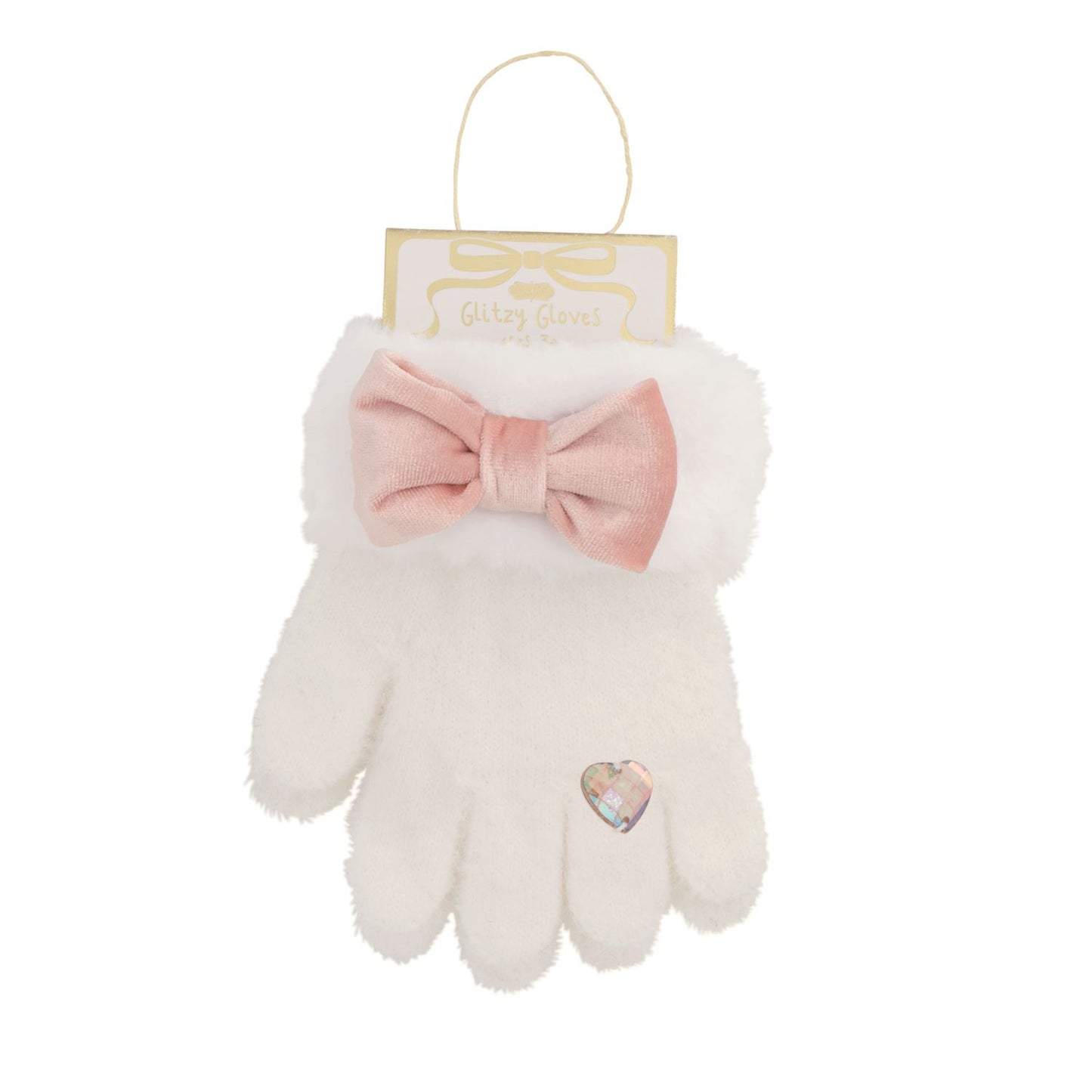 White Fur Glitzy Gloves