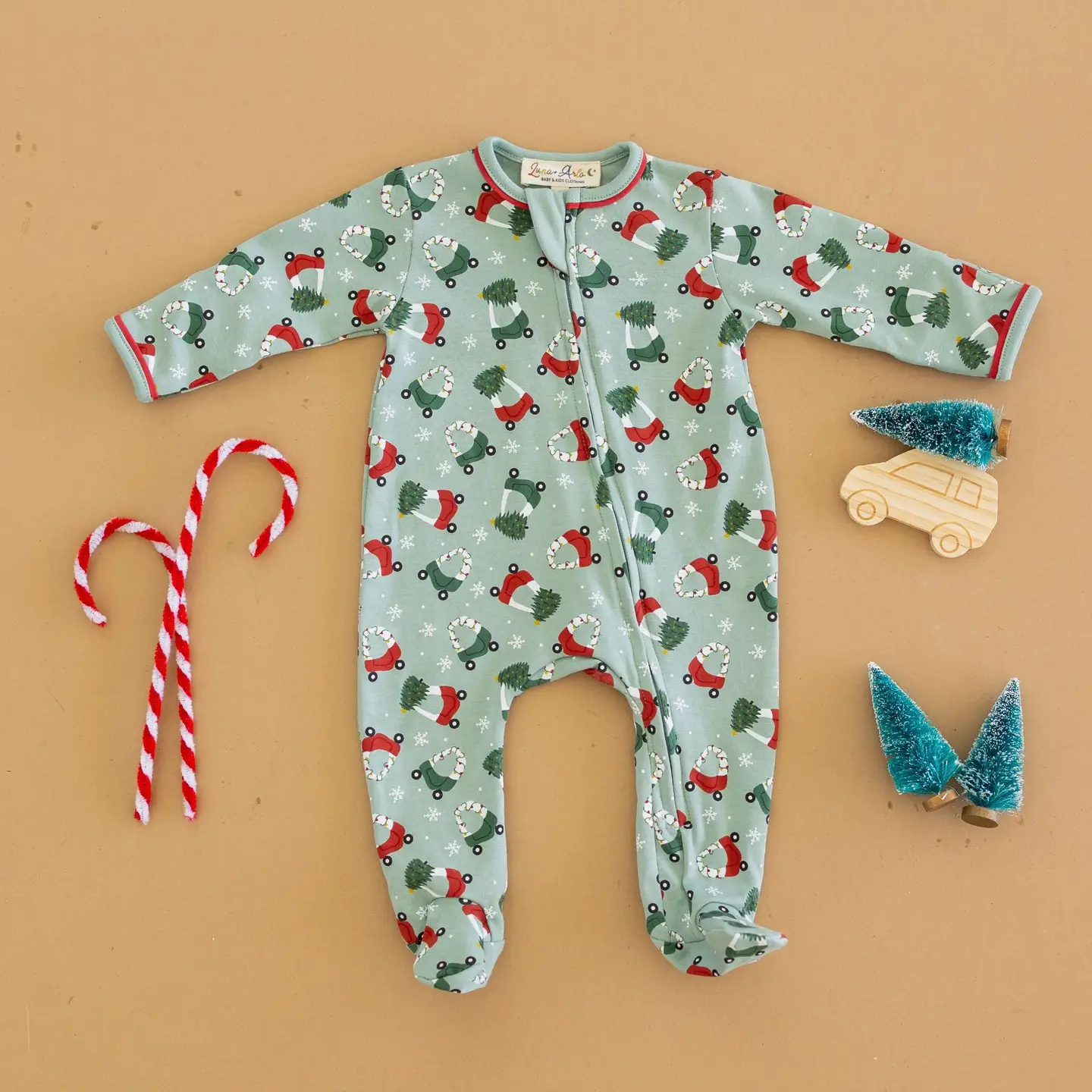 Deck the Wheels Zipper Footie